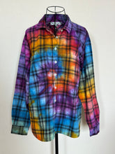 Load image into Gallery viewer, Women’s Medium Upcycled Rainbow Spiral Flannel Shirt
