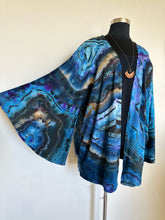 Load image into Gallery viewer, Women’s XL/XXL Reverse Geode Hand-sewn Bell Sleeved Kimono with Pockets in ‘Midnight Sapphire’
