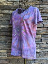 Load image into Gallery viewer, Women’s Small V-Neck T-Shirt in ‘Sugar Plum’ Spiral
