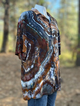Load image into Gallery viewer, Custom Geode 100% Rayon Button Up Short Sleeve Shirt in ‘Turkey Tail Mushroom’ for Scot
