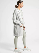 Load image into Gallery viewer, Women’s XS (but runs big—can fits up to a L/XL) Upcycled Athleta Geode Oversized Heavyweight Mantra Hooded Cardigan with Thumbholes &amp; Pockets in ‘Sage Blossom’
