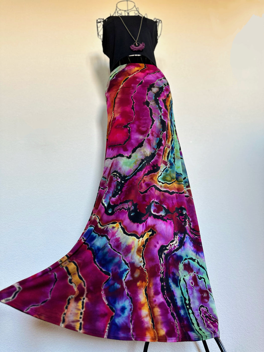 Custom Reverse Geode Maxi Skirt in ‘Spectrolite’ for Rachael