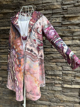 Load image into Gallery viewer, Women’s Small Geode 100% Cotton Hooded Cardigan with Pockets in ‘Smoke &amp; Roses’
