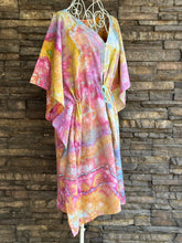 Load image into Gallery viewer, Women’s Medium (but can fit S-XL) Geode Caftan Swim Cover-up with Drawstring Waist &amp; Button Front in ‘Bird Song’
