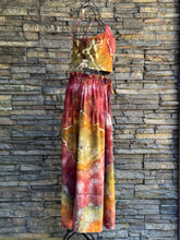 Load image into Gallery viewer, *DISCOUNTED* (due to mended damage on strap) Women’s Small Geode Tie-Waist Midi Skirt &amp; Cropped Bralette Tank Top Set in ‘Rustic Rainbow’
