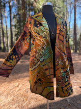 Load image into Gallery viewer, Custom Reverse Geode Hooded Cardigan in ‘Gold Dust’ for Sherry
