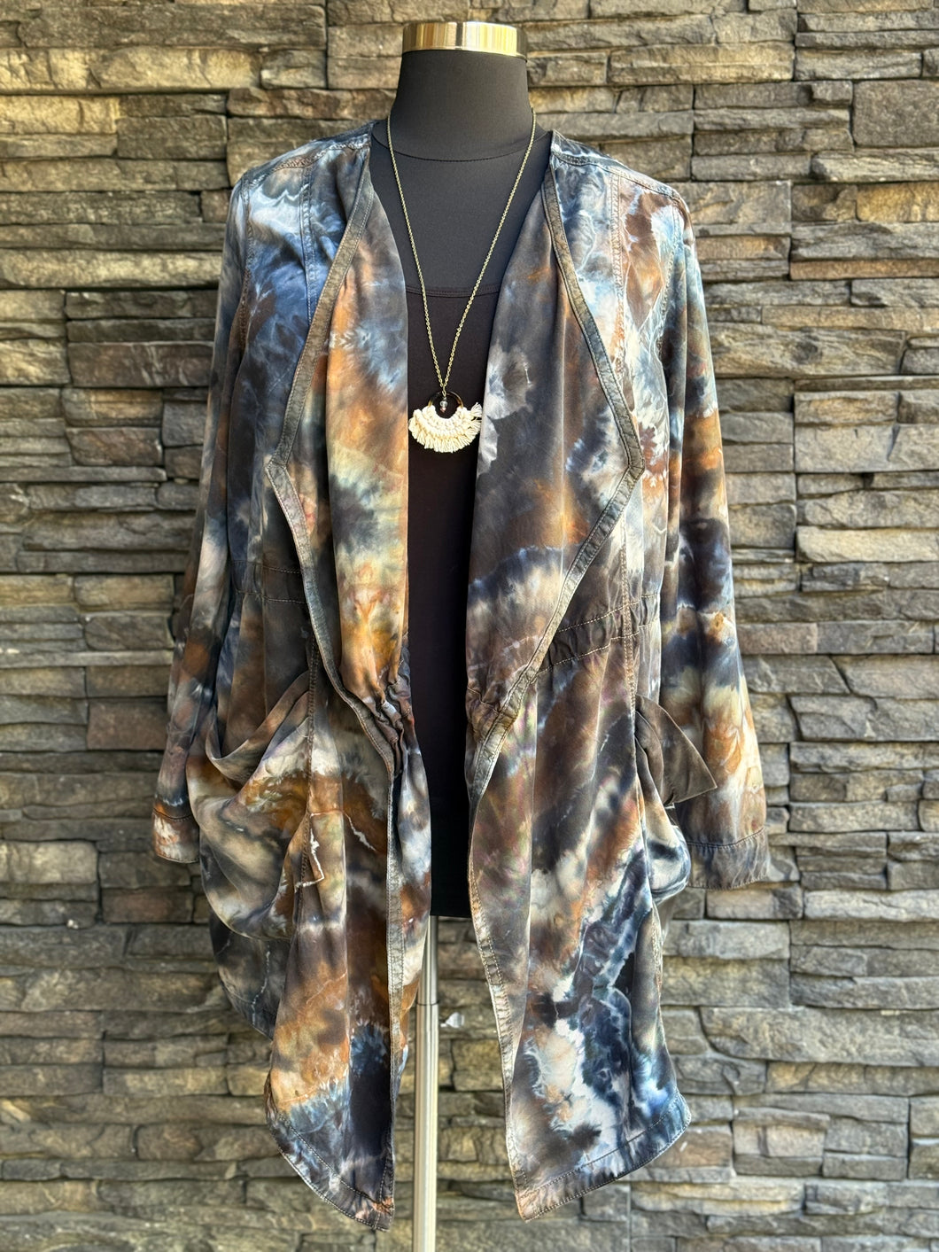 Women’s XL Geode Open Front 100% Lyocell Jacket in ‘Turkey Tail Mushroom’