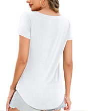 Load image into Gallery viewer, Women’s 2XL V-Neck Rayon T-Shirt in ‘Sunset Spiral’
