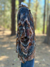 Load image into Gallery viewer, Men’s 2XL 100% Rayon Geode Button Up Short Sleeved Shirt in ‘Turkey Tail Mushroom’
