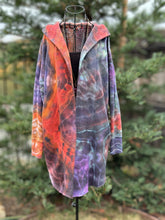 Load image into Gallery viewer, Women’s Small (fits like a medium) Geode Hooded Sweatshirt Cardigan ‘Sunset Bliss’
