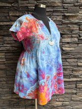 Load image into Gallery viewer, Women’s Large Geode Linen/Rayon Short Sleeve Babydoll Dress with Pockets in ‘Bird Song’
