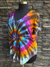 Load image into Gallery viewer, Women’s 2XL V-Neck Rayon T-Shirt in ‘Rainbow Spiral’
