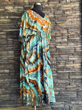 Load image into Gallery viewer, Women’s One Size (S-3X) Geode 100% Rayon Tie Front Caftan Dress in ‘Boulder Turquoise’
