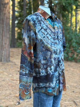 Load image into Gallery viewer, Custom Reverse Geode Long Sleeved Button Up Shirt in ‘Midnight Jasper’ for Bill
