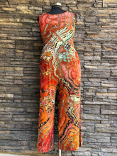 Load image into Gallery viewer, Women’s XL Reverse Geode Sleeveless Wide-Leg Ribbed Jumpsuit with Pockets in ‘Rusted Root’
