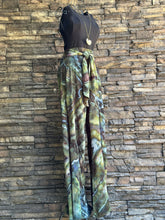 Load image into Gallery viewer, Women’s Medium (could fit a large too) Geode 100% Rayon Flowy Wide-Leg Tiered Pants with Tie Front in ‘Moss Agate’
