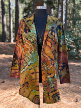 Load image into Gallery viewer, Custom Reverse Geode Hooded Cardigan in ‘Gold Dust’ for Sherry
