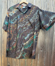 Load image into Gallery viewer, Custom Reverse Geode Rayon Button Up Shirt in ‘Starling’, 3/4 sleeve Raglan Top, Zipper Pouch and Dish Towel for Sarah
