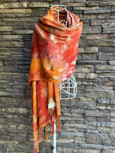Load image into Gallery viewer, 100% Rayon Scarf with Fringe in ‘Harvest Fire’
