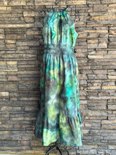 Load image into Gallery viewer, Women’s Large Scrunched Geode Halter Style Dress with Pockets In ‘Moss Agate’

