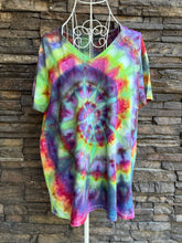 Load image into Gallery viewer, Women’s Large V-Neck Spiral T-Shirt in ‘Cosmic Eyes’
