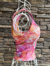 Load image into Gallery viewer, Women’s Small V-neck Cropped Tank Top with Heart in ‘Bird Song’
