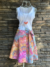 Load image into Gallery viewer, Women’s Large (but can fit S-XL) 100% Cotton Geode Short Wrap Skirt with Hidden Zipper Pocket in ‘Bird Song’
