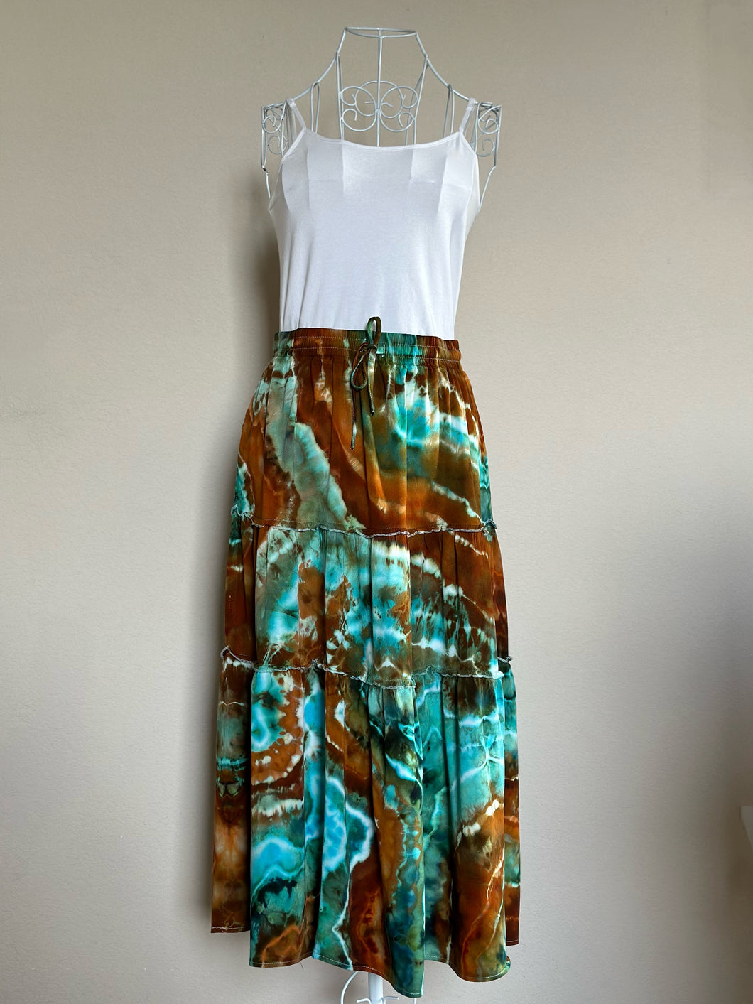 Custom Geode Tiered Maxi Skirt and Tank Top in ‘Boulder Turquoise’ for Lynn