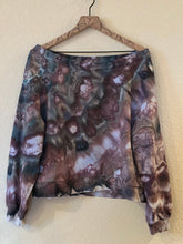 Load image into Gallery viewer, Women’s Medium (fits like a large) Off Shoulder Sweatshirt in ‘The Dark Side’
