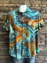 Load image into Gallery viewer, Men’s Large Geode Knit Button-up Short Sleeved Shirt in ‘Boulder Turquoise’
