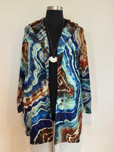 Load image into Gallery viewer, Women’s XL Reverse Geode Hooded Cardigan with Pockets in ‘Azurite’
