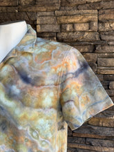 Load image into Gallery viewer, Men’s Large Geode Knit Button-up Short Sleeved Shirt in ‘Serpentine’
