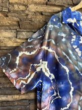 Load image into Gallery viewer, Men’s XL Geode 100% Rayon Button Up Short Sleeved Shirt in ‘Midnight Canyon’
