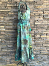 Load image into Gallery viewer, Women’s Large Scrunched Geode Halter Style Dress with Pockets In ‘Moss Agate’
