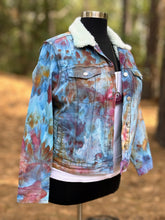 Load image into Gallery viewer, Women’s XXL Upcycled Sherpa Lined Denim Jacket in ‘Bird Song’
