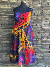 Load image into Gallery viewer, Women’s XL Reverse Geode Spaghetti Strap Midi Dress with Pockets in ‘Sunset in Waikiki’
