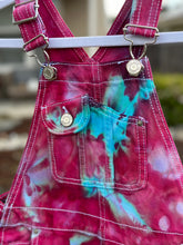 Load image into Gallery viewer, Kids Youth Size 6 Ice Dyed Overall Shorts in ‘Candypop’
