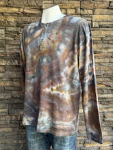 Load image into Gallery viewer, Men’s Large Geode Long Sleeved Henley in ‘Turkey Tail Mushroom’
