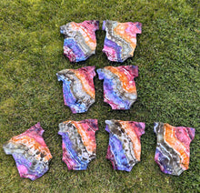 Load image into Gallery viewer, 8 Custom Geode Oneises in ‘Rustic Rainbow’ for LuLu
