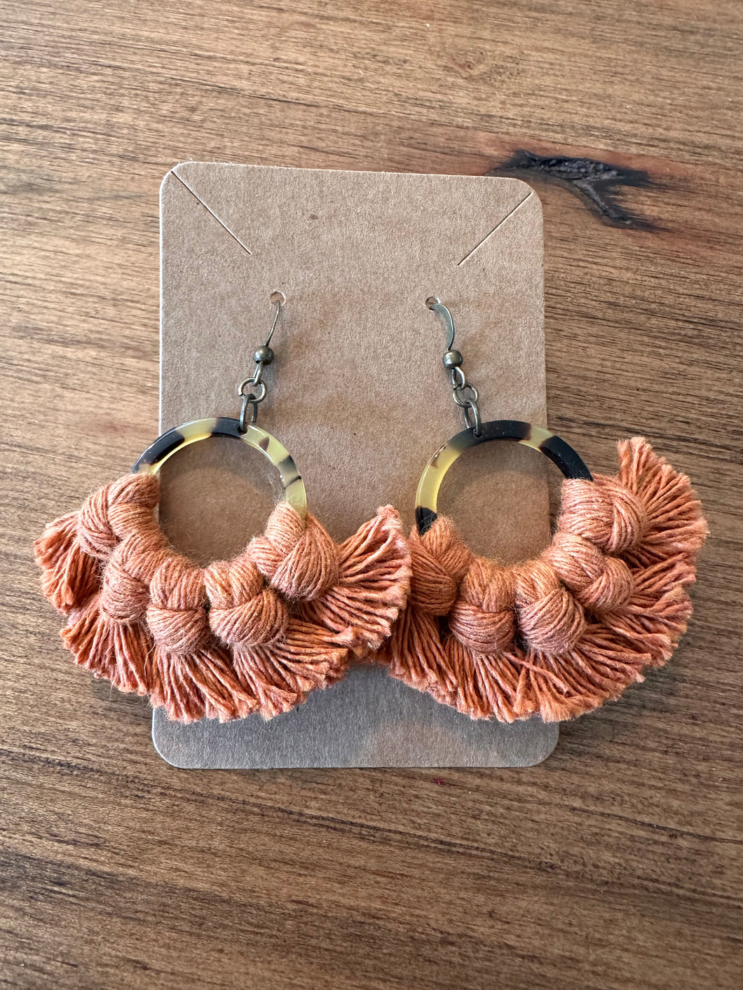 Rust on Amber Tortoise Shell Ring Earrings