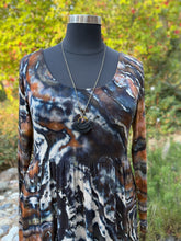 Load image into Gallery viewer, Women’s 1X Long-Sleeved U-Neck &amp; Back Geode Dress with Pockets in ‘Turkey Tail Mushroom’
