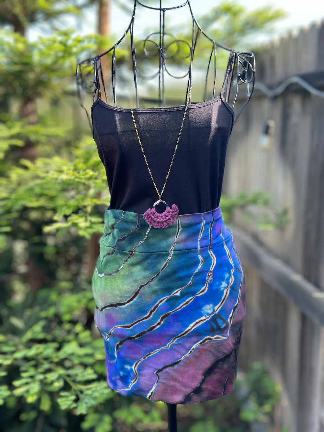 Custom Reverse Geode Midi Skirt in ‘Abalone’ for Morgan