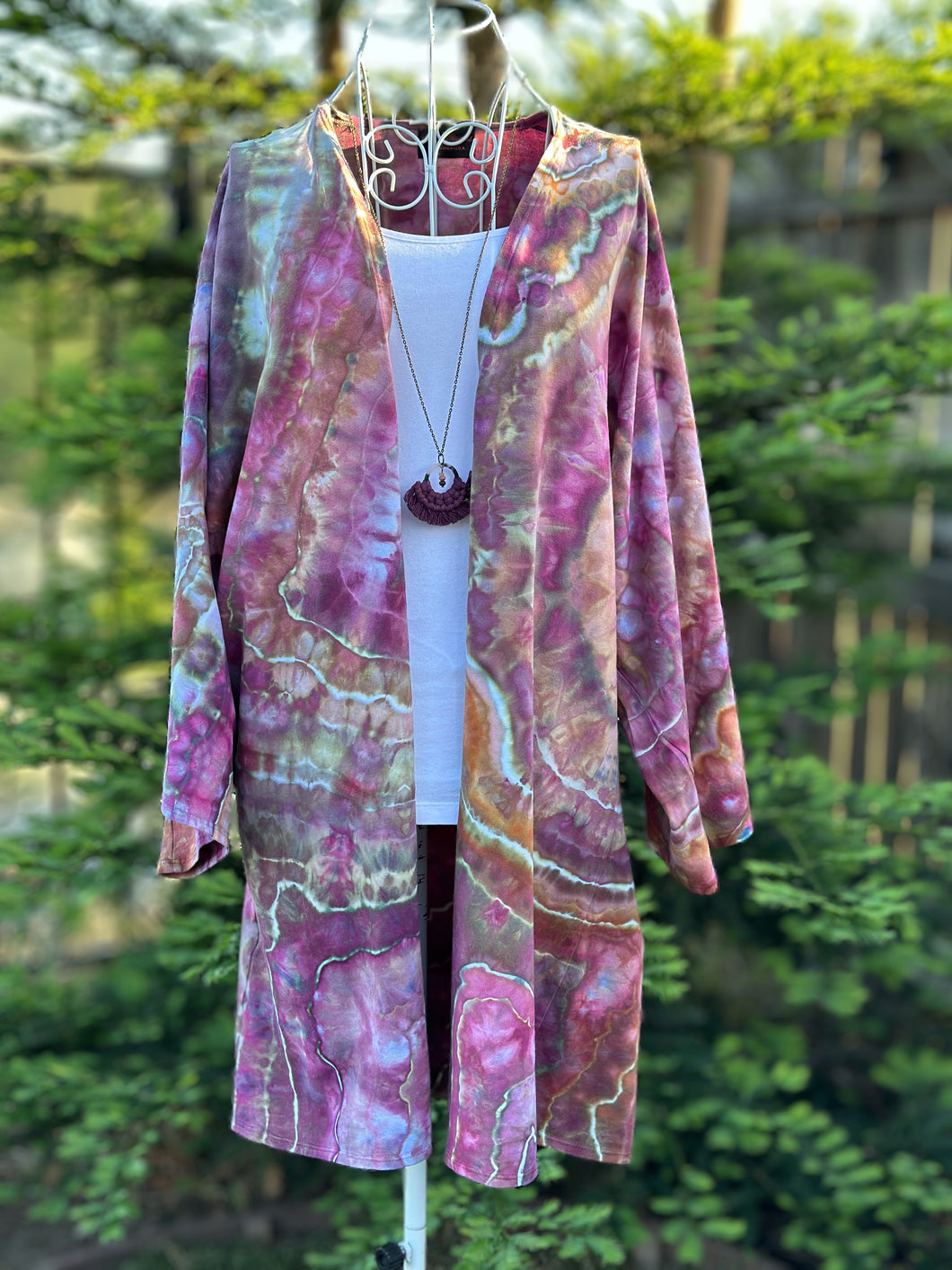 Women’s One Size (S-L) Geode Long Sleeve Kimono in ‘Dusty Purple Amber Waves’