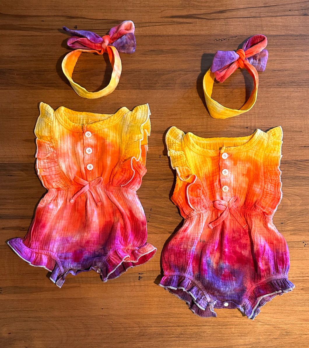 Custom Matching Baby Rompers with Headbands for Katie