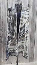 Load and play video in Gallery viewer, Custom Geode Sleeveless Cardigan in ‘Black and Tan’ for Susan
