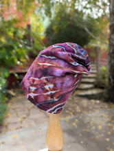 Load image into Gallery viewer, Adult Slouchy Geode Beanie in Eggplant &amp; Rust Brown
