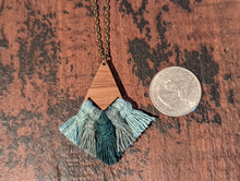 Load image into Gallery viewer, Gradient Greens on Solid Walnut Long Necklace
