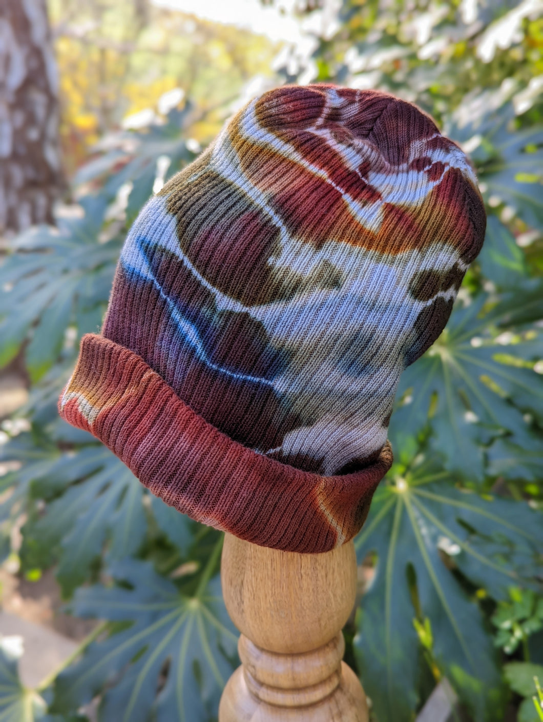 Adult Thick Cotton Geode Beanie in Earthy Rainbow