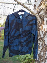 Load image into Gallery viewer, Adult Unisex Small Reverse Zip Up Hoodie in Midnight Blue
