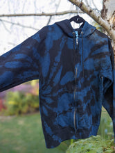 Load image into Gallery viewer, Adult Unisex Small Reverse Zip Up Hoodie in Midnight Blue
